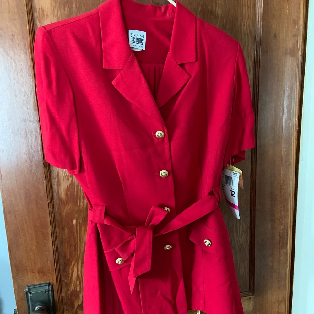 VINTAGE NWT R&M Richards pantsuit, shortsleeved, button-down and belted tunic